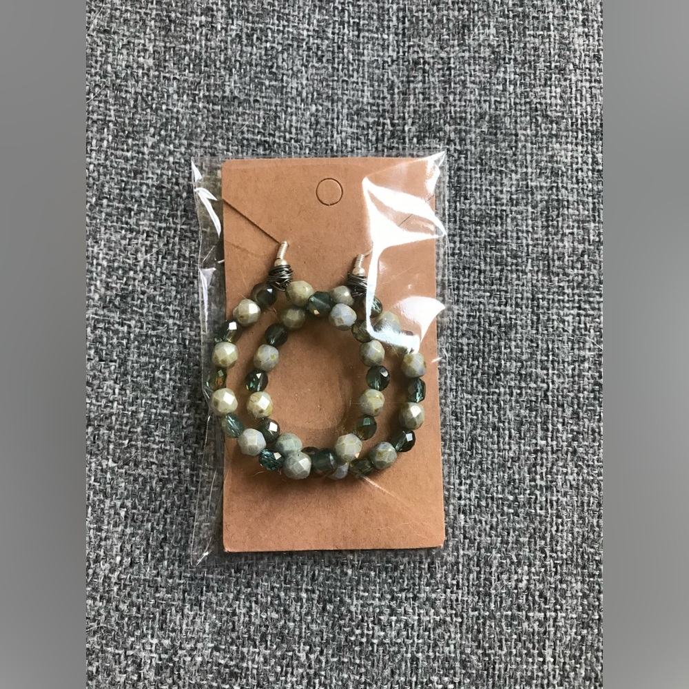 Green and gray hill earrings